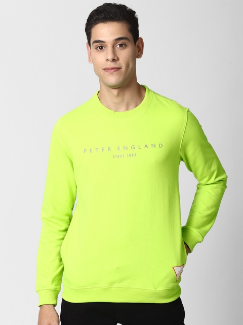 

Peter England Casuals Men Green Printed Sweatshirt, Fluorescent green
