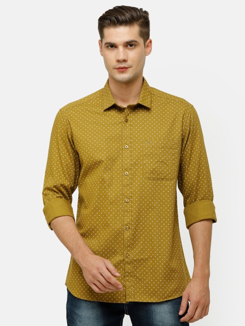 

Swiss Club Men Khaki Slim Fit Opaque Printed Pure Cotton Casual Shirt