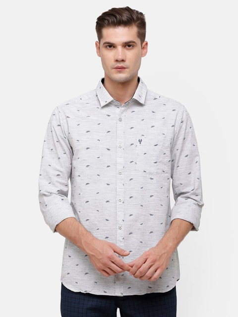 

Swiss Club Men Grey & Navy Blue Slim Fit Opaque Printed Pure Cotton Casual Shirt