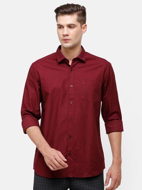 

Swiss Club Men Maroon Slim Fit Opaque Pure Cotton Casual Shirt