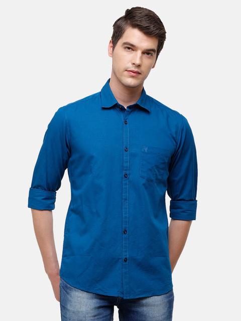 

Swiss Club Men Blue Slim Fit Opaque Pure Cotton Casual Shirt