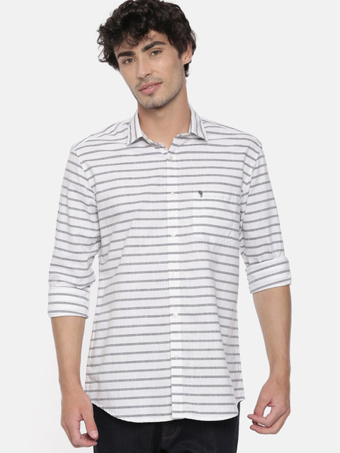 

Swiss Club Men Green Slim Fit Horizontal Stripes Opaque Striped Pure Cotton Casual Shirt