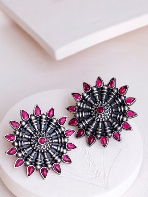 

Infuzze Silver-Toned Contemporary Silver-Plated Studs Earrings