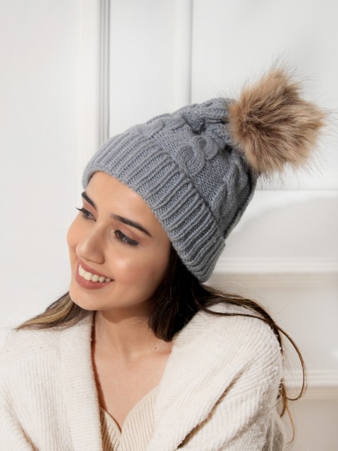 

ToniQ Women Grey Acrylic Beanie