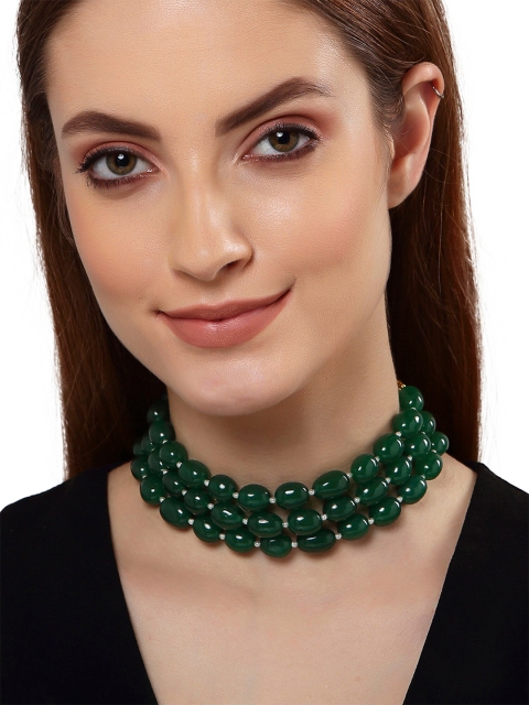

KARATCART Gold-Plated & Green Handcrafted Choker Necklace