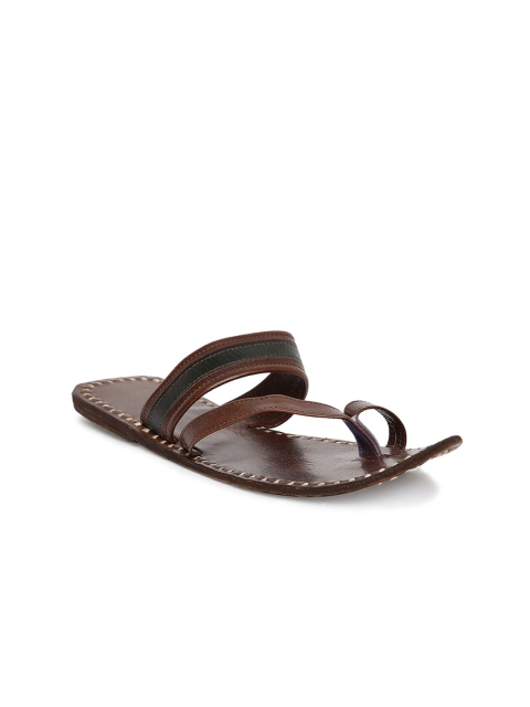 

Fabindia Men Brown & Black Leather Comfort Sandals