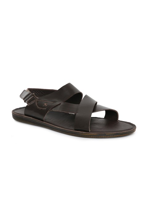 

Fabindia Men Brown Leather Criss Cross Comfort Sandals