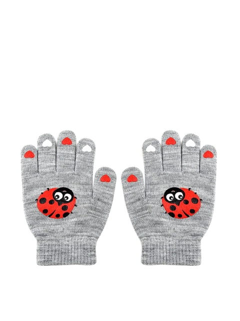 

ToniQ Kids Grey & Red Printed Winter Gloves