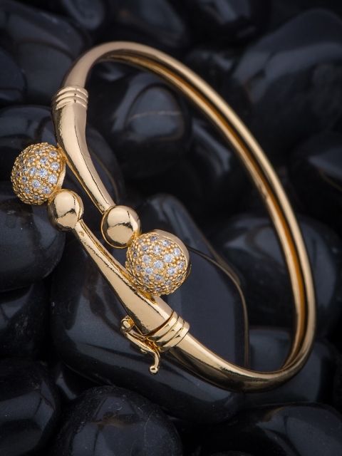 

Alankruthi Women Gold-Toned & White Brass Gold-Plated Bangle-Style Bracelet