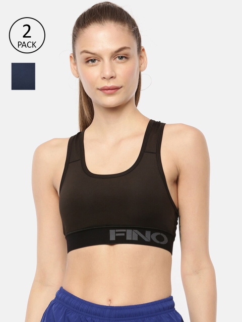 

FINO Women Pack Of 2 Solid Workout Bra Heavily Padded 402_BLACK_NAVY