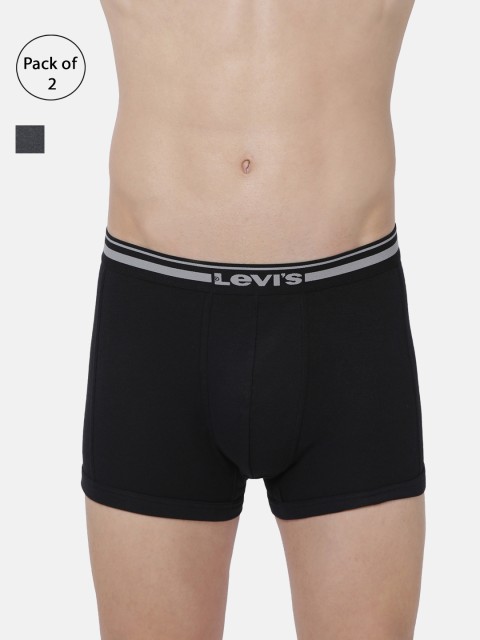 

Levis Men Pack of 2 Solid Pure Cotton Trunks, Grey