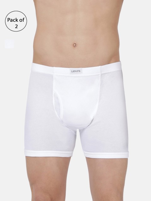 

Levis Men Pack of 2 Solid Pure Cotton Trunks BB-100CA-2PK-STYLE-010-352, White
