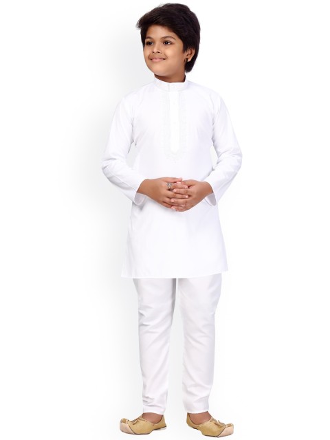 

LITTLE MAFIA BY Aarika Boys White Regular Pure Cotton Kurta with Pyjamas