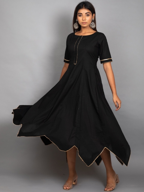 

PNEHA Women Black Cotton Kurta