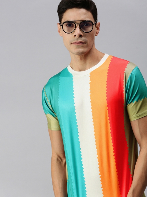 

mezmoda Men Multicoloured Colourblocked Dry-Fit Round Neck T-shirt, Multi