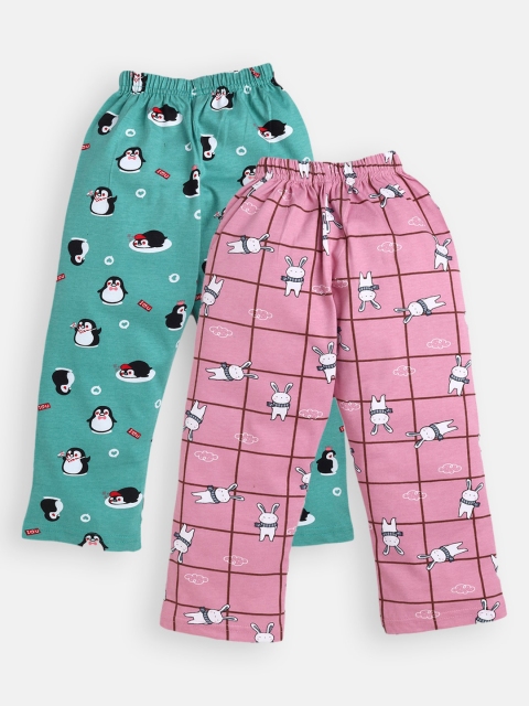 

Nottie Planet Girls Pack Of 2 Printed Lounge Pants, Green