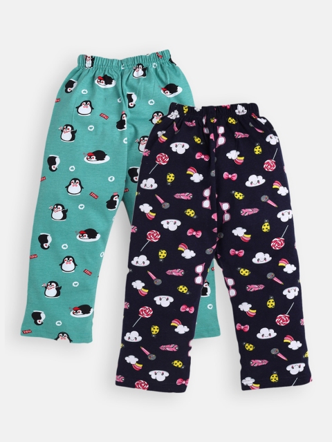 

Nottie Planet Girls Pack Of 2 Printed Lounge Pants, Green