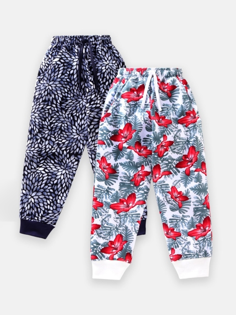 

Nottie Planet Girls Pack Of 2 Printed Lounge Pants, Navy blue