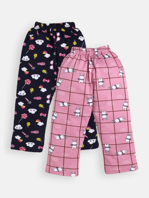 

Nottie Planet Girls Pack Of 2 Printed Lounge Pants, Pink