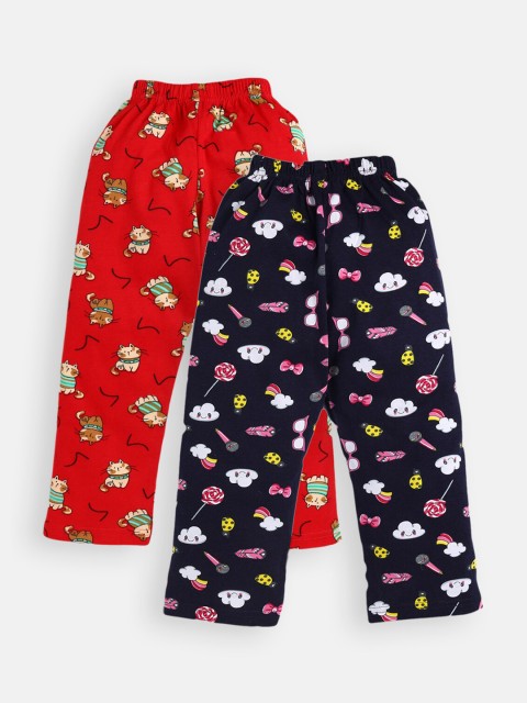 

Nottie Planet Girls Pack Of 2 Printed Lounge Pants, Red