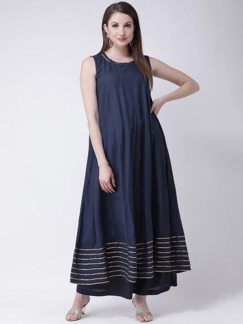 

TULIP 21 Women Navy Blue & Gold-Toned Anarkali Kurta