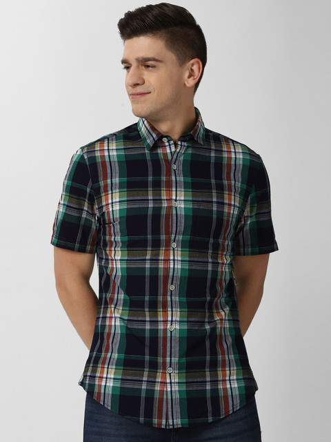 

Peter England Casuals Men Multicoloured Slim Fit Tartan Checks Opaque Pure Cotton Shirt, Multi
