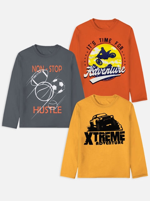 

YK Basics Boys Pack Of 3 Cotton T-shirts, Yellow
