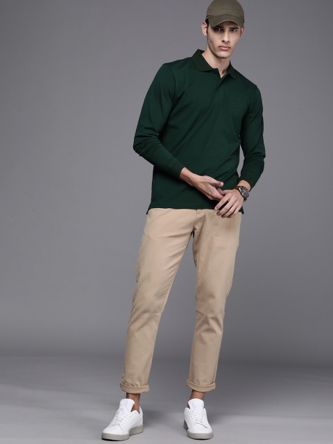 

Louis Philippe Men Green Solid Pure Cotton Polo Collar T-shirt