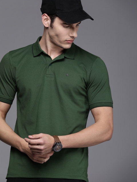 

Louis Philippe Men Olive Green Solid Polo Collar T-shirt