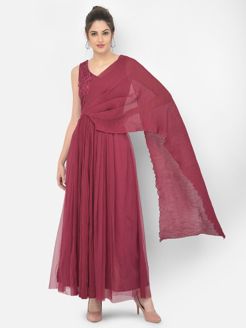 

Eavan Burgundy Net Maxi Dress