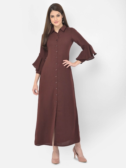 

Eavan Coffee Brown Crepe Maxi Dress