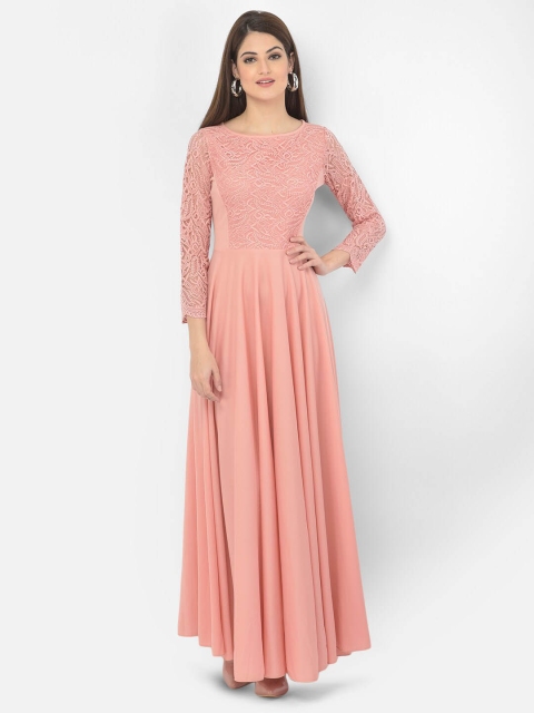 

Eavan Women Peach-Coloured Self Design Maxi Dress