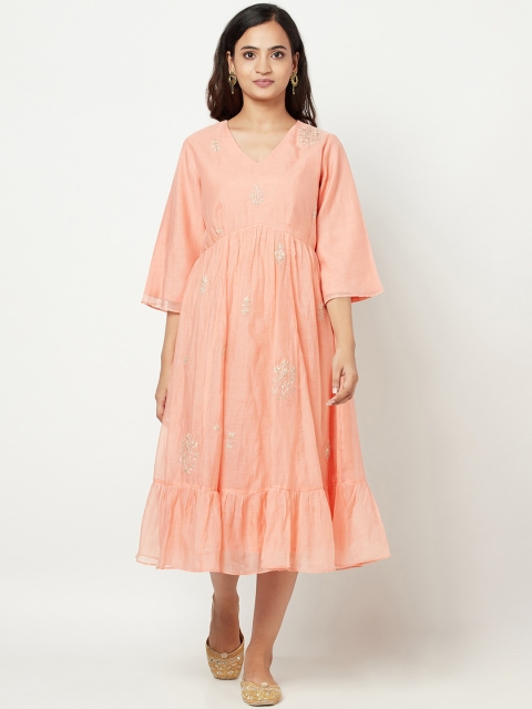 

Fabindia Peach-Coloured Midi Dress