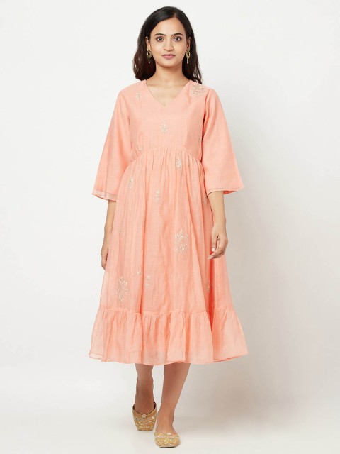 

Fabindia Peach-Coloured Midi Dress