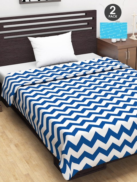 

Divine Casa Blue & White Set of 2 AC Room 110 GSM Single Bed Dohar