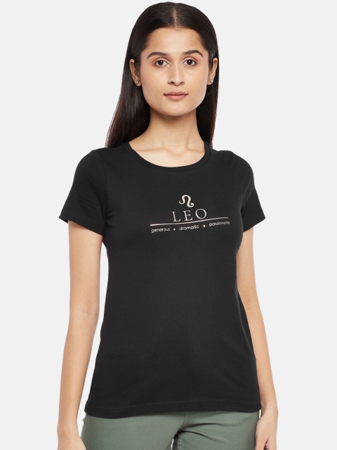 

Honey by Pantaloons Women Black Typography T-shirt