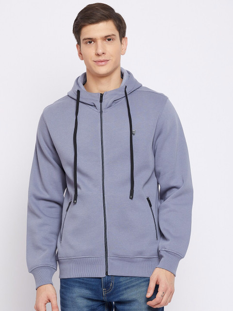 

Okane Men Blue Hooded Front-Open Sweatshirt