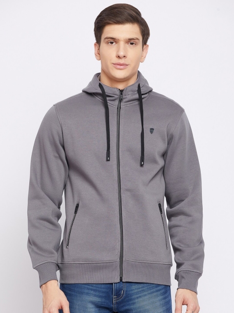 

Okane Men Grey Hooded Sweatshirt