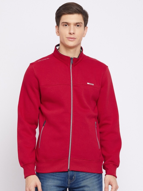 

Okane Men Red Solid Front-Open Sweatshirt