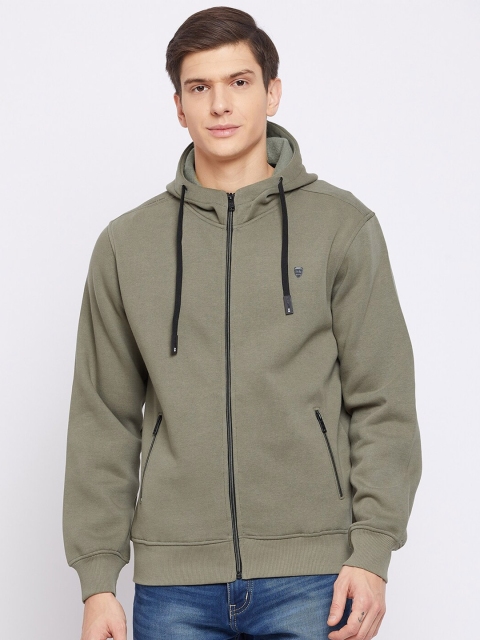 

Okane Men Olive Green Hooded Sweatshirt