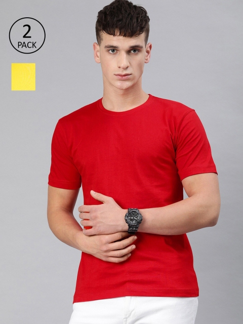 

BE AWARA Men Pack Of 2 T-shirts, Red