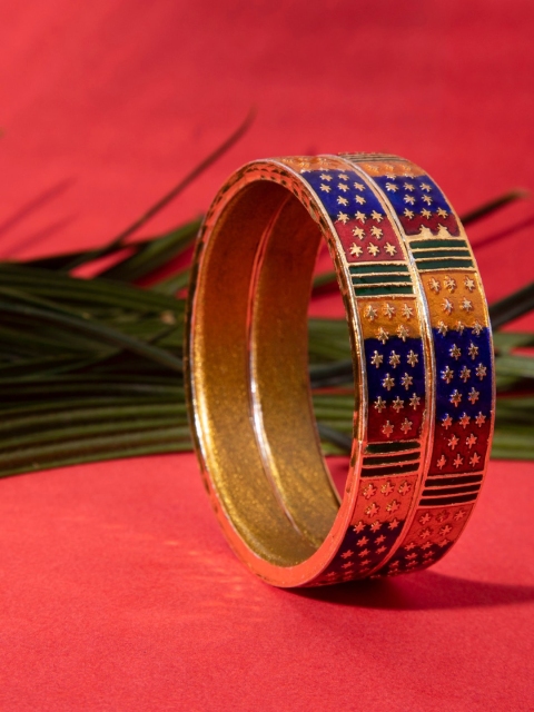 

Mali Fionna Set of 2 Blue Gold-Toned Bangles