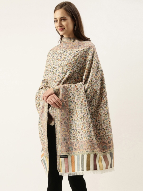 

Pashmoda Women White & Brown Woven Design Stole