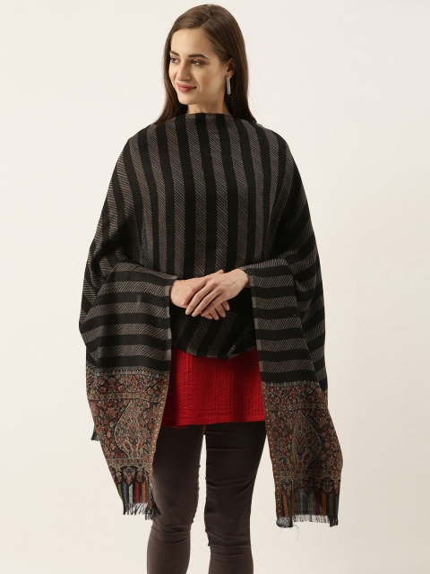 

Pashmoda Women Black & Grey Woven Design Stole