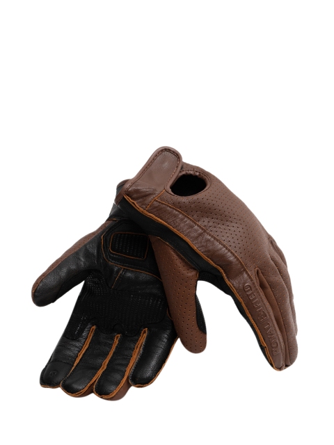 

Royal Enfield Tan Brown & Black Colourblocked Pure Genuine Leather Gloves