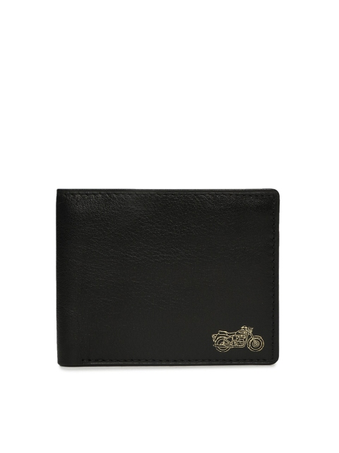 

Royal Enfield Men Black & Yellow Textured Leather Two Fold Wallet