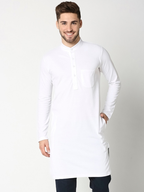 

Bewakoof Men Cotton White Solid Straight Kurta