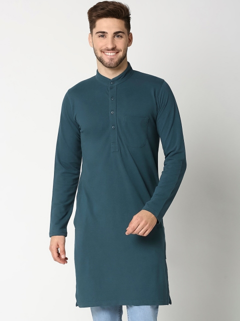 

Bewakoof Men Green Solid Regular Straight Kurta