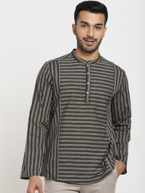 

Bewakoof Men Black & Grey Striped Kurta