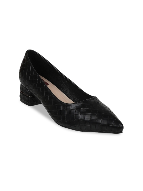 

SHUZ TOUCH Black Textured Block Pumps